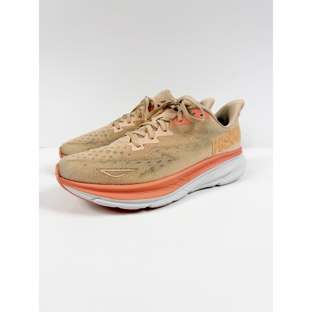 Hoka One One Clifton 9 Women Size 11 B Cantaloupe White Running Shoe